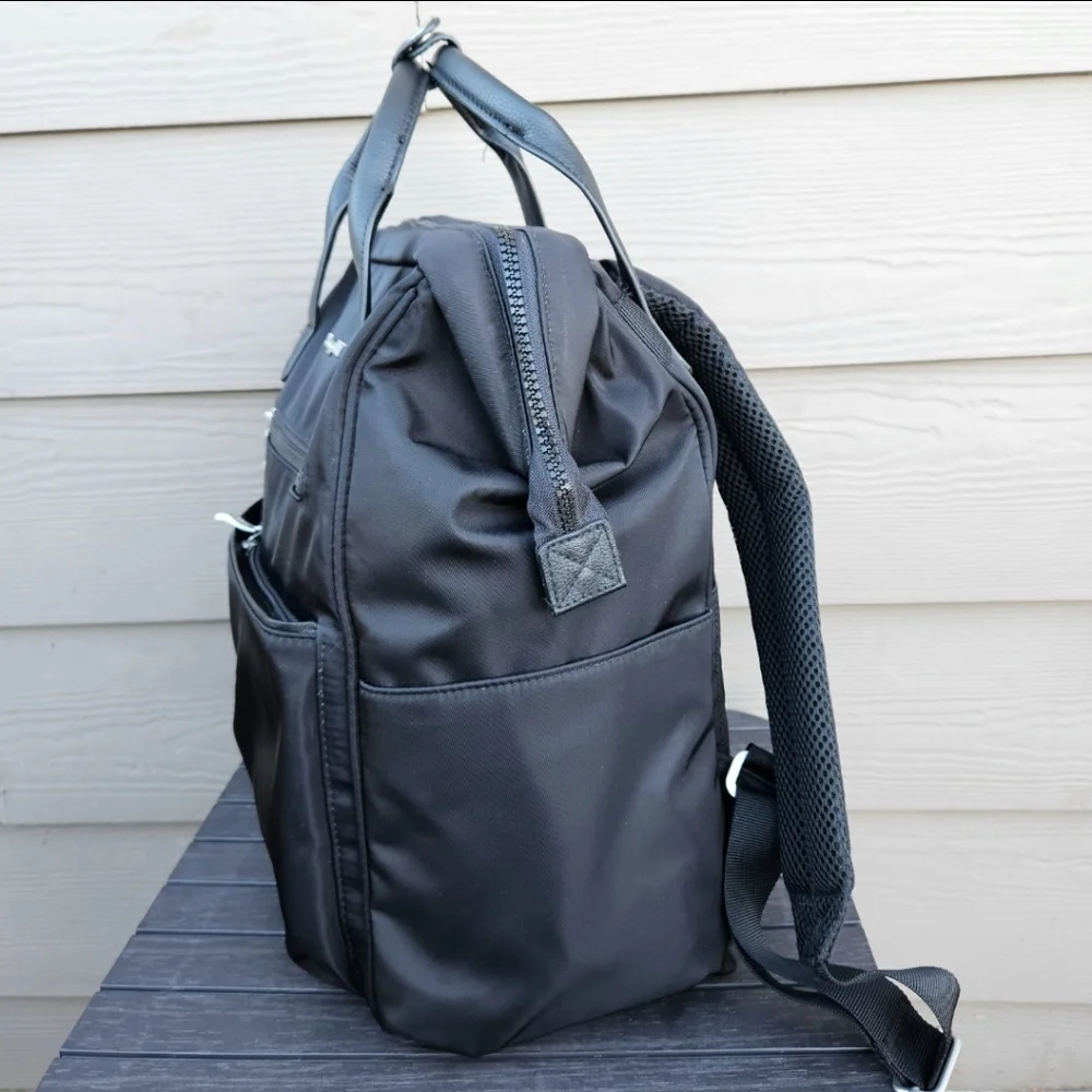 Baggallini Soho Backpack Black Laptop Purse Bag Carry On Travel Flight RFID EUC